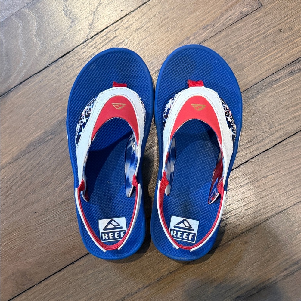 Reef Kids Red and Blue Flip Flops - Picture 2 of 7